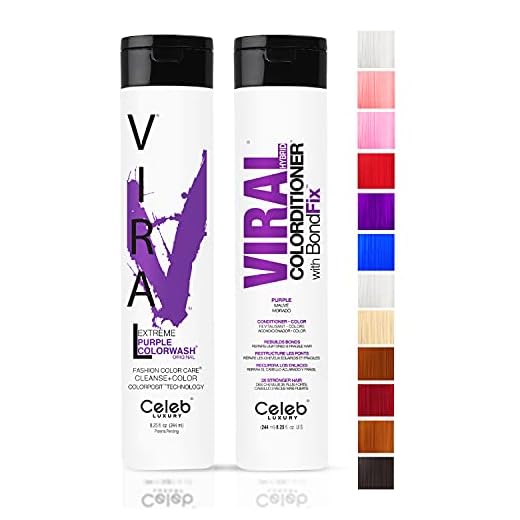 Celeb Luxury Viral Duo Color Depositing Colorwash Shampoo & Conditioner Set + Bondfix Bond Rebuilder, Semi Permanent Hair Color, Vegan Hair Dye, Purple