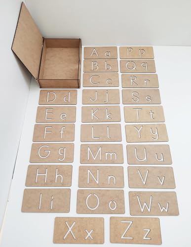 Image of Cliths 26 Pieces Kids English Alphabet Stencil Set - Capital and Small Letters for Skill Development, Hand Muscle Strength, Drawing