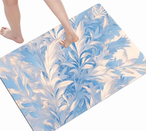 Tapis de bain absorbant et antidérapant blanc 50x80cm de taille mince