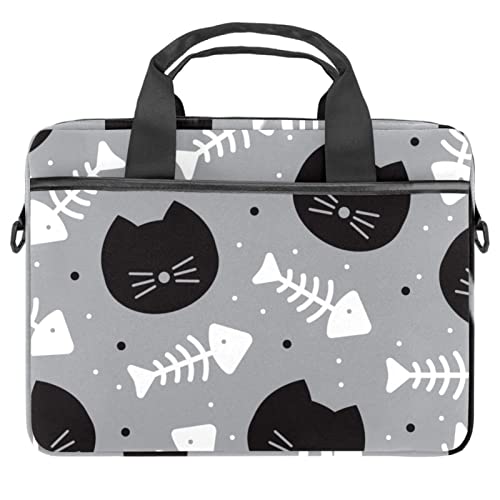 Housse ordinateur portable 14.5 pouces avec bandoulière et motif original de chat