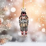 Personalized Japanese Samurai Ornament – Custom 2D Acrylic Christmas Ornament with Name, Kimono & Armor Design, Unique Japan Culture Holiday Decor Gift for Men & Collectors (SJ1)