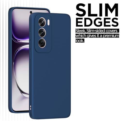 Image of Outlouders Back Cover for Oppo Reno 12 Pro 5G | Camera Protection | Durable Soft Matte Silicone Bumper Case (Blue)