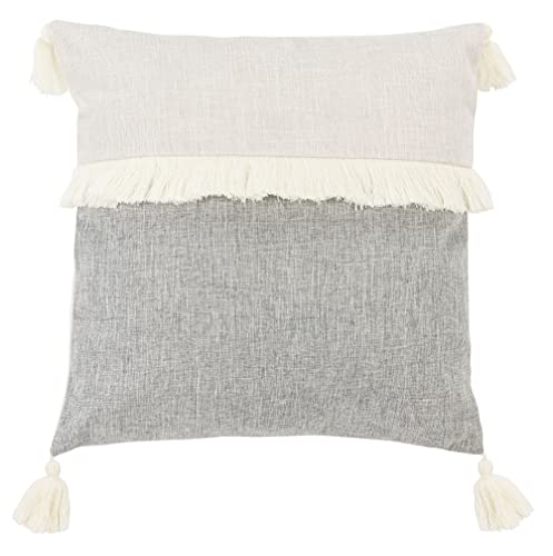SAFAVIEH Home Collection Demli Boho Grey/White 18-inch Square Fringe Corner