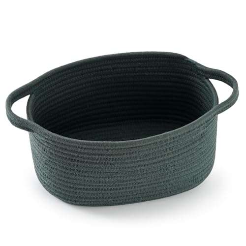 Happyiren Cute Woven Storage Basket with Handle – Hunter Green