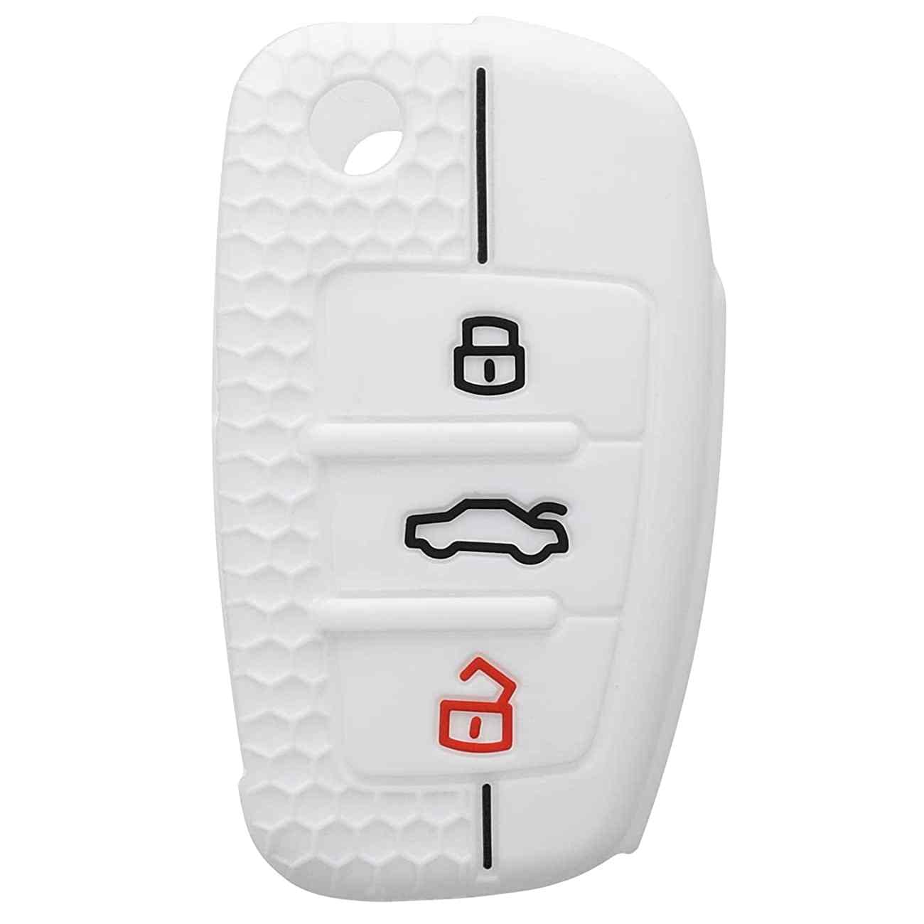 Funda silicona mando llave del coche 3 botones compatible con Audi (White) - imagen 1