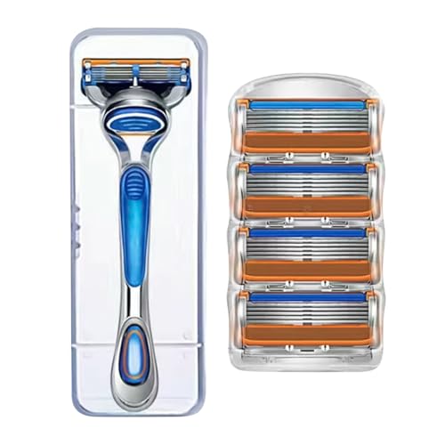Maquinilla De Afeitar,Maquinilla Manual Con 4 Recambios Incluidos | Navaja Manual Y Portátil Para Hombre, Estilo Bigote, Viaje Y Cuidado Facial