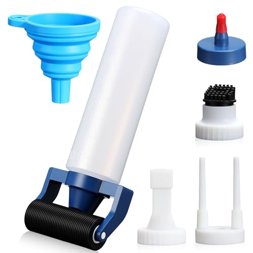 Amyhill Wood Glue Applicator Set, 8oz Wood Working Glue Bottle with Spout & Cap Silicone Brush, Roller Applicator, Dowel Hole Nozzle, Biscuit Slot Tip