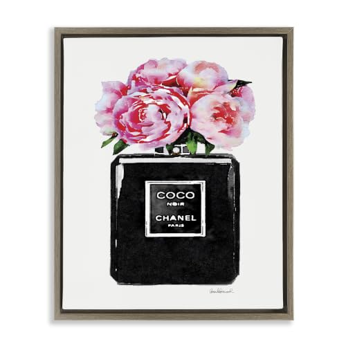 Stupell Industries 'Glam Perfume Bottle Flowers'| Floating Frame Canvas Art