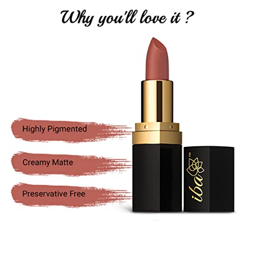 Image of Iba Long Stay Matte Lipstick for Women- M17 Apricot Blush, 4g | Creamy Matte Finish & Smooth Texture | Long-Lasting | Hydrated Lips | Enriched with Vitamin E | Intense Colour & Highly Pigmented | Lip Makeup