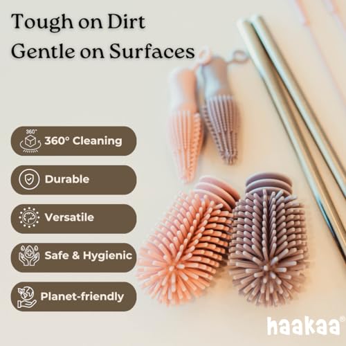 Haakaa Silicone Cleaning Brush – Household Cleaning Brushes for Bottles and Crevices – Food-Grade Silicone: Dishwasher Safe by haakaa - Image 3
