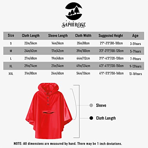 Saphirose Lightweight Kids Rain Poncho Jacket Waterproof Outwear Rain Coat Red X-Large #TOP5