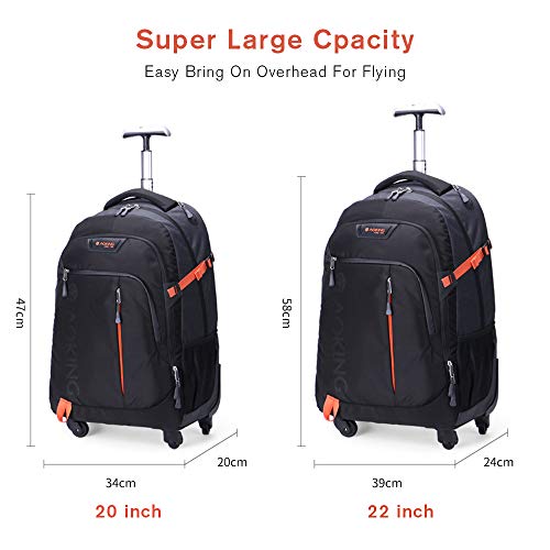 Aoking 20/22 ″ Water Resistant Rolling Wheeled Backpack Laptop Compartment Bag (22 Inch, Purple) #TOP1
