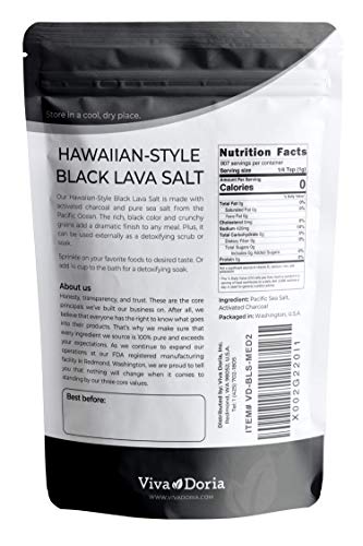Viva Doria Hawaiian Black Lava Sea Salt, Medium Grain, Lava Salt, 2 lb (907 g) image 5