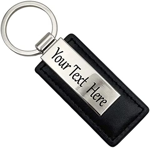 good goods Personalized Engraved Leather Keychain Custom Message Names Keychain Gift for Men Women Boyfriend Keyring (Black)