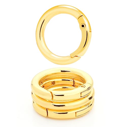 Image of CooBigo 10 Pack 3 /4 Inch Gold Round Keyring, Trigger Spring O Rings Metal Round Carabiner Clip for Replacement Purse Strap, Paracord Lanyard Clips, Keychain Rings Hardware DIY Crafts Making
