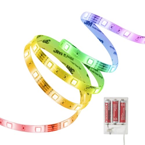 Xanlite LSAK1PIRGB LED-lichtstrip, 3 batterijen inbegrepen, 1 m, 345 lumen, looptijd 28 uur, bevestigingsmodus met lijm, meerkleurig, 20 variaties, wit