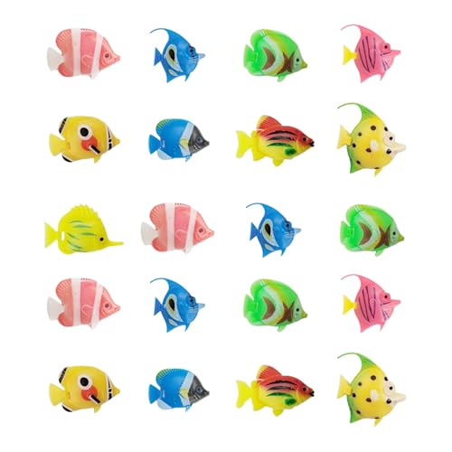 OAOSDH 20 Piezas De Plástico De Pescado Pequeño, Modelos De Pescado Simulados, Suministros De Paisajismo De Pescado, Decoraciones De Peces Y Juguetes para Niños.