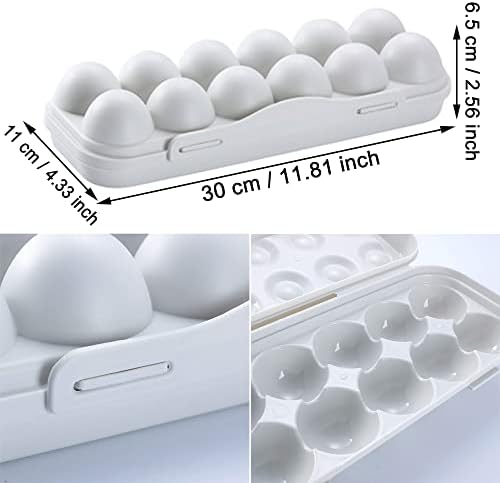 12 Grid Eggs Carrier Container, Plastic Egg Box, Plastic Egg Holder Trays, Storage Egg Box, Egg Carrier, Plastic Portable Stackable Refrigerator Egg Holder, Egg Boxes with Lid for Keep Egg Fresh