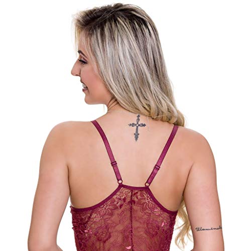 Camisola Vinho Transparente em Renda e Tule com Bojo Graziela - MS1717