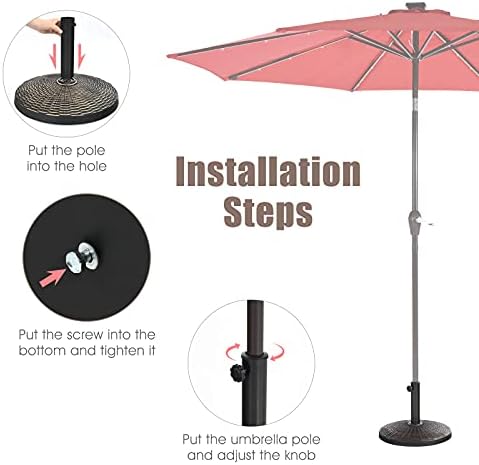 COSTWAY Resin Parasol Base, 38mm/48mm Heavy Duty Umbrella Stand Holder with Wheels, Outdoor Garden Patio Yard Cantilever Banana Umbrella Base (10kg, 45 x 45 x 34cm, without Wheels)