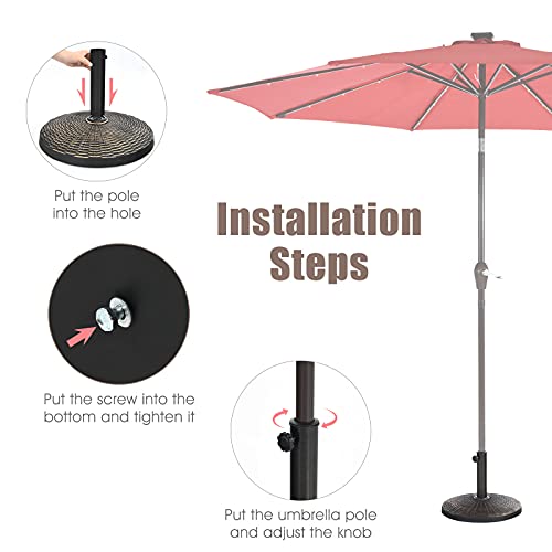 Giantex 22Lbs Patio Umbrella Base, 18 Inch Round Outdoor Umbrella Stand For 1.5'' Or 1.9'' Diameter Pole, Heavy Duty Market Umbrella Holder For Garden Beach Yard Poolside Lawn, Bronze #TOP2