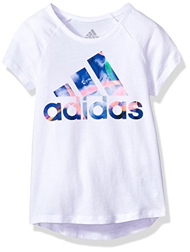 adidas Little Girl's Short Sleeve Graphic Tee Shirts Sweater, White, 5