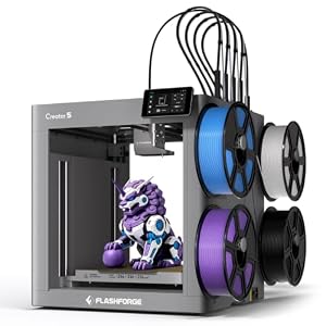 FLASHFORGE Creator 5 Multi-Toolhead 3D Printer 7S Toolchanger Multi-Filament Printing, CoreXY 600mm/s 5X Faster Color Switch, Near-Zero Waste System, Auto Bed Leveling Smart Extrusion Stunning Results