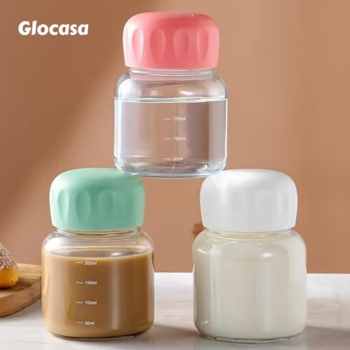 Image of 300ml Glass Storage Jars with Leakproof Lids Multipurpose Reusable Bottles for Juicing, Water, Smoothies - Modular Kitchen Organizer, Cookies Jar, BPA-Free & Travel Friendly Pack of 1 (multi colur)