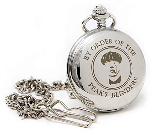 Regalo Personalised Engraved Silver Pocket Watch in Gift Box - Peaky Blinders Design (Design Only)