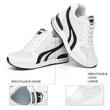 AONEGOLD Damskie buty typu sneakers Wedges, koturn, 7 cm, buty sportowe, oddychające buty do biegania z siateczki, buty rekreacyjne, buty sportowe (biało-czarne, rozm. 35)