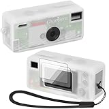 Hülle für Kodak für CHARMERA Schlüsselanhänger-Digitalkamera, Plus 2 Displayschutzfolien und Handgelenkband,Silikon-Digicam-Hülle,passgenau für Blind Box 1987 Mini-Kameras,Halbtransparent(nur Tasche)