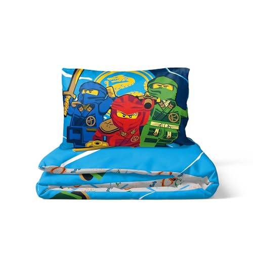 Jay Franco Lego Ninjago Bettwäsche-Set – Superweiche Kinder-Bettwäsche mit Kissenbezug, NUR BETTBEZUG (Füllung Nicht enthalten), Blau, 2-teilig Einzelbett