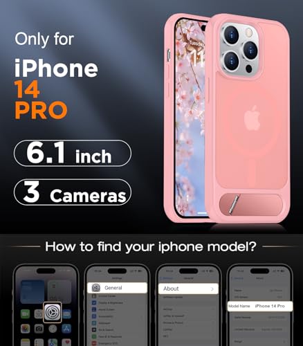Image of Magnetic Compatible with iPhone 14 Pro Case, [Built-in Invisible Kickstand][Compatible with MagSafe] [Military Grade Shockproof] Slim Translucent Matte Phone Case for iPhone 14 Pro 6.1 inch