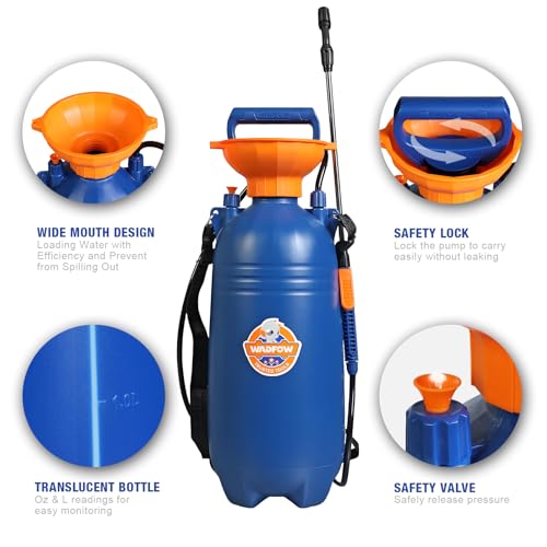 Image of WADFOW 2.11 Gallon Pump Pressure Sprayer, Lawn & Garden Water Spray Bottle for Pests Controlling, Garden Watering and Household Cleaning