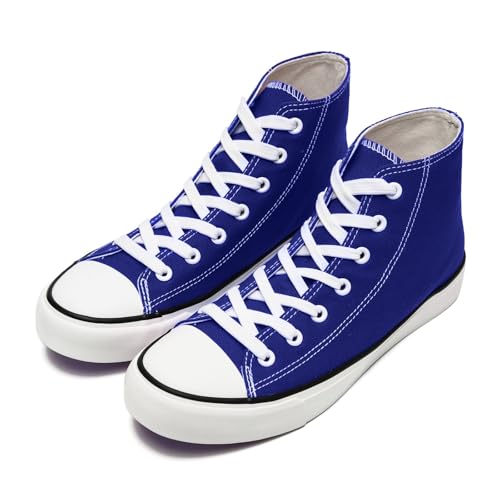 Kvinnors herrars tygskor damer höga toppskor mode Plimsolls casual snörning promenadsneakers, BLÅ, 36 EU