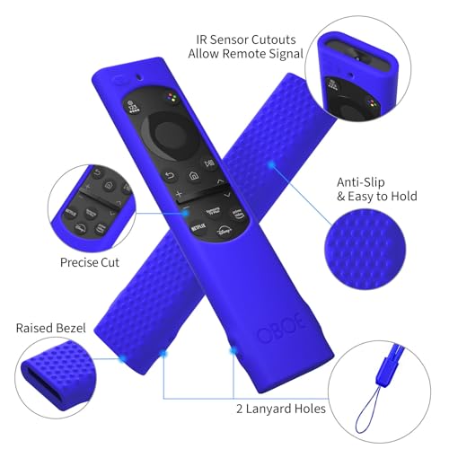 Image of OBOE Silicone Tv Remote Cover for Samsung Smart Tv Remote, G-Blue | Compatible with BN59-01311 Samsung QLED TV Remote; Half Wrap Protective Case with Loop, Remote Not Included