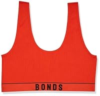Bonds Women's Retro Rib Scoop Crop, RED Rush (1 Pack), 18