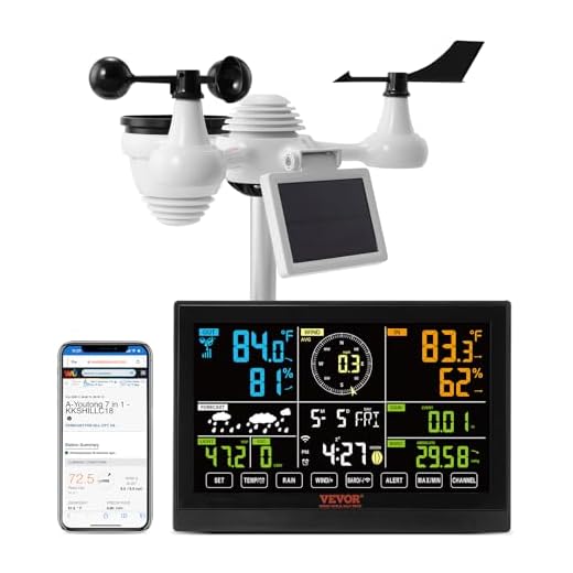 VEVOR YT60234 WiFi Weather Station 7-in-1, Weather Stations WiFi Indoor Outdoor, 7.5" Color Display for Weather Forecast, Temperature, Humidity, UV, Air Pressure, Wind Speed&Direction, Rain, Alarm