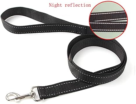Dog Leash Puppy Walking Lead Leash,Strong Nylon Rope Leash,Pet Chain Rope,Handle Traction Rope, Reflective Night Safe Leading Length ,Dog Training Lead for Small Medium Large Dogs (black)