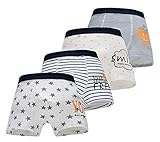 CHUNG Toddler Little Boys Underwear Soft Modal+ Cotton Boxer Briefs 4 Pack, Smile (5-7Y)
