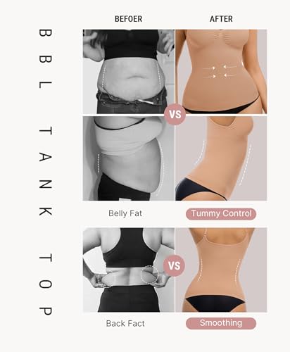 Image of FeelinGirl Womens Tank Top Shapewear Tummy Control Tops Slimming Cami Tank Seamless Compression V Neck Camisole