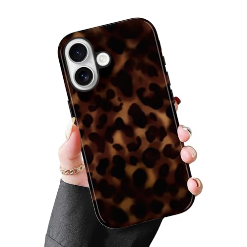 MZELQ Magnetic for iPhone 17 Case 6.3 Inch, Amber Brown Leopard