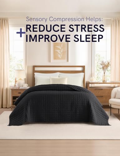 Image of YnM 20lbs Weighted Blanket for Adults, Cotton Heavy Bed Throw Blanket with Cooling Glass Beads for All Season Use, Ideal for One Person of 190lbs (60x80 Inches, Queen Bed, Black)