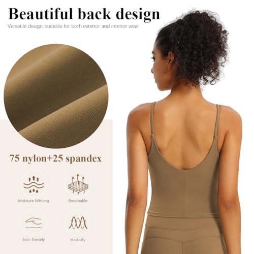 Image of SANNIDHI Camisole Tops for Women Built in Bra Adjustable Strap Soft Cotton Undershirt Tanks Seamless Layering Tops, XL