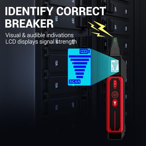 NOYAFA NF-824 Rechargeable Circuit Breaker Finder with LCD Display & GFCI Outlet Tester, 90-230V AC Circuit Breaker Finder Tool, NCV Electrical Circuit Tracer, Adjustable Sensitivity, Flashlight - Thumbnail 3