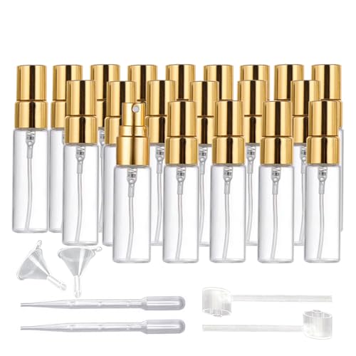 20 Pcs 3ml Clear Glass Mini Spray Bottle，Empty Sample Bottle Fine Mist Spray Bottles for Perfume, Travel Refillable Bottle (Clear, 3ml)
