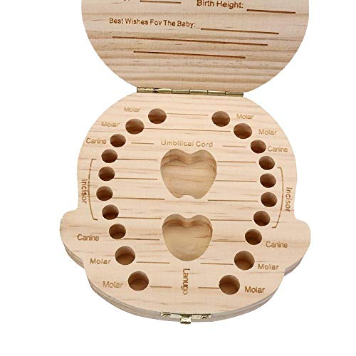 Baby Teeth Box Wooden Tooth Album Souvenir Box Organizer Boy AZ-004