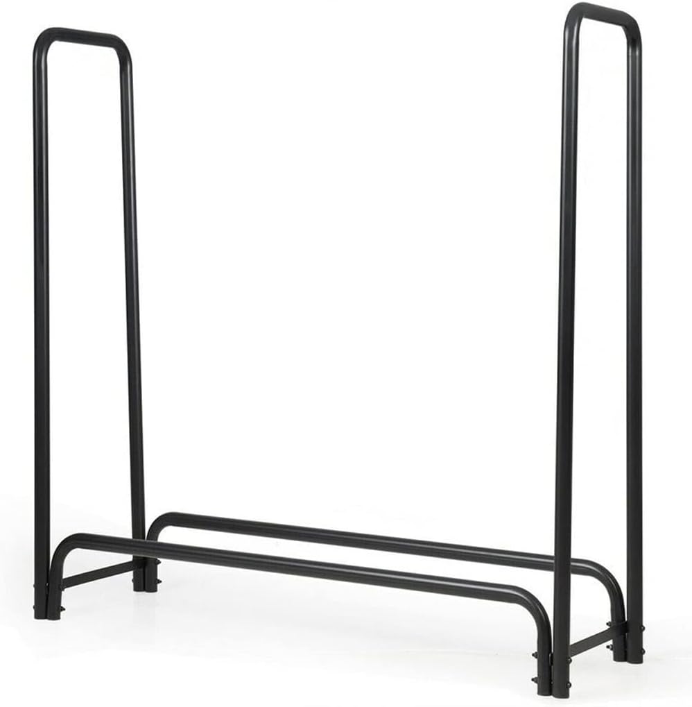 Black Fireplace Tools Set with Iron Finish Heavy Duty Firewood Rack for Home Flooring Storage,Black-S