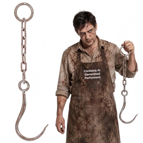 RAINFLOW Meat Hook Prop - Realistic 18.9 in Butcher Hooks for Halloween