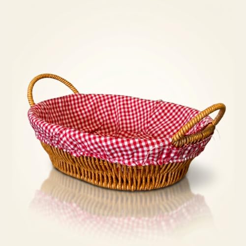 Oval Hasır Ekmeklik Sepeti – Kumaş Astarlı Dekoratif Sofra & Kahvaltı Ekmek Sepeti - Açık Renk